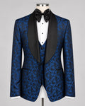 Royal Azure Jacquard Three-Piece Tuxedo