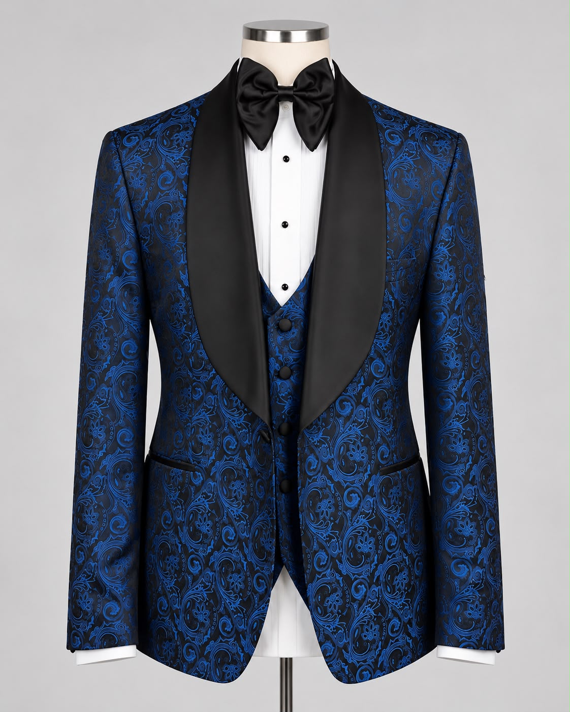 Royal Azure Jacquard Three-Piece Tuxedo