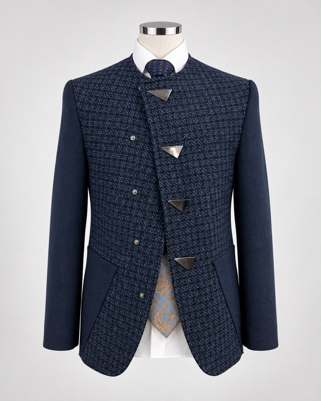 Midnight Blue Mandarin Collar Suit