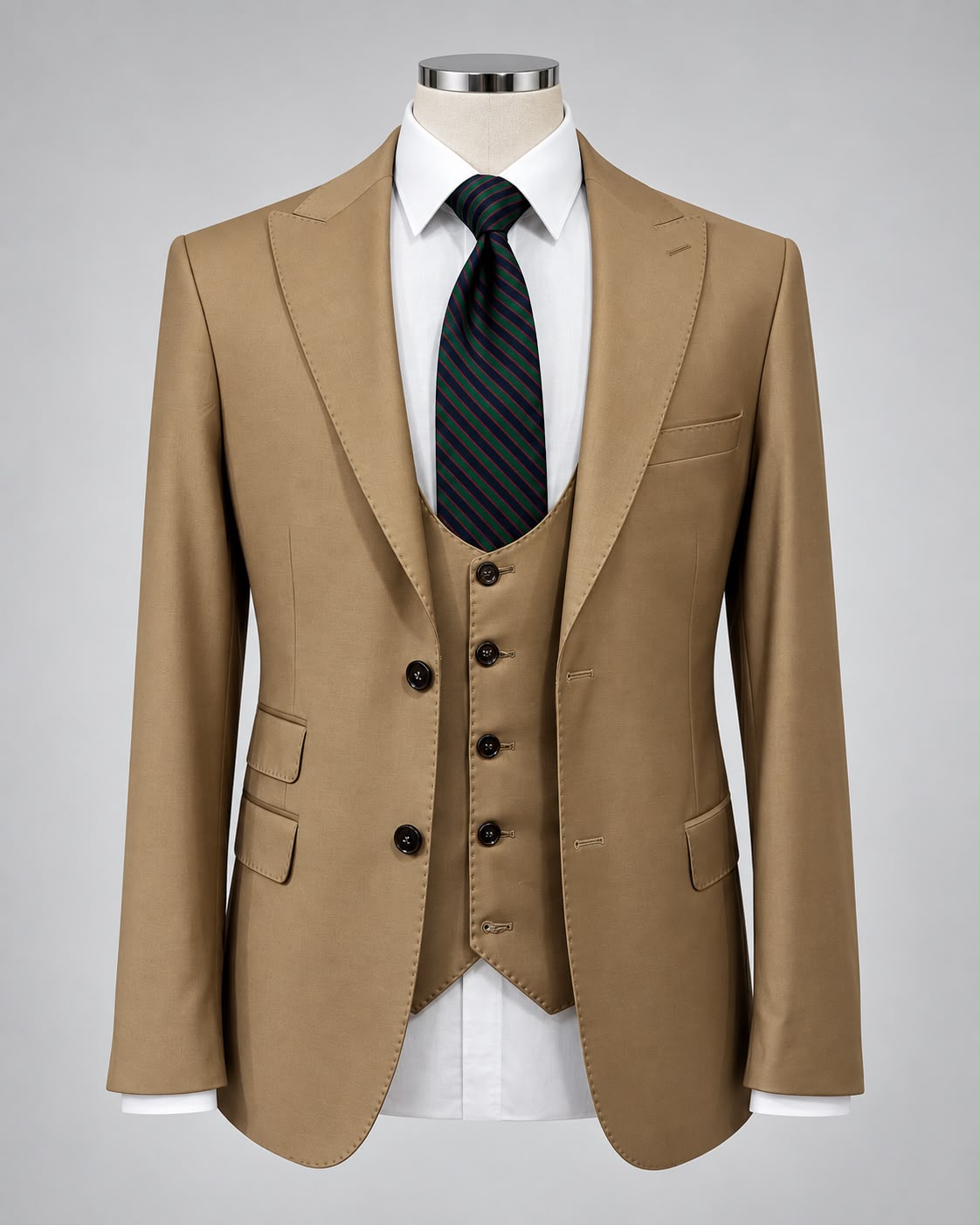 Camel Tan Three-Piece Suit
