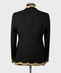 Black tuxedo jacket back view with subtle textured finish