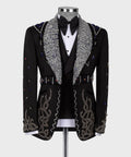 Gem Stone black special tuxedo jacket with silver sequin lapels and bow tie