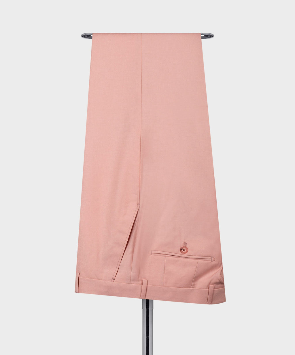 Powder pink dress trousers with side pockets and waist button closure