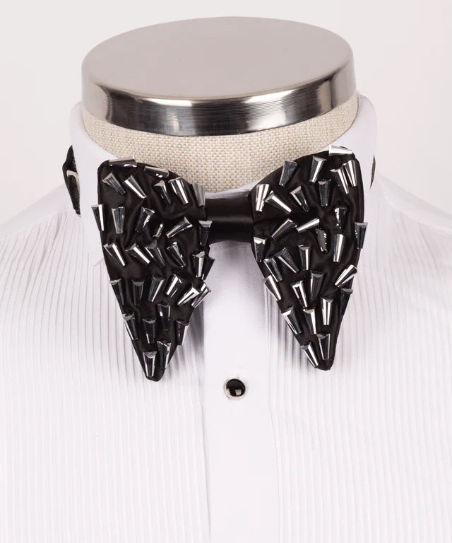 Handcrafted Silver Beaded Formal Bow Tie | Koss Atelier