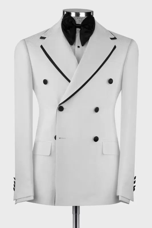 Midnight White Wool Peak Lapel Tuxedo | Koss Atelier