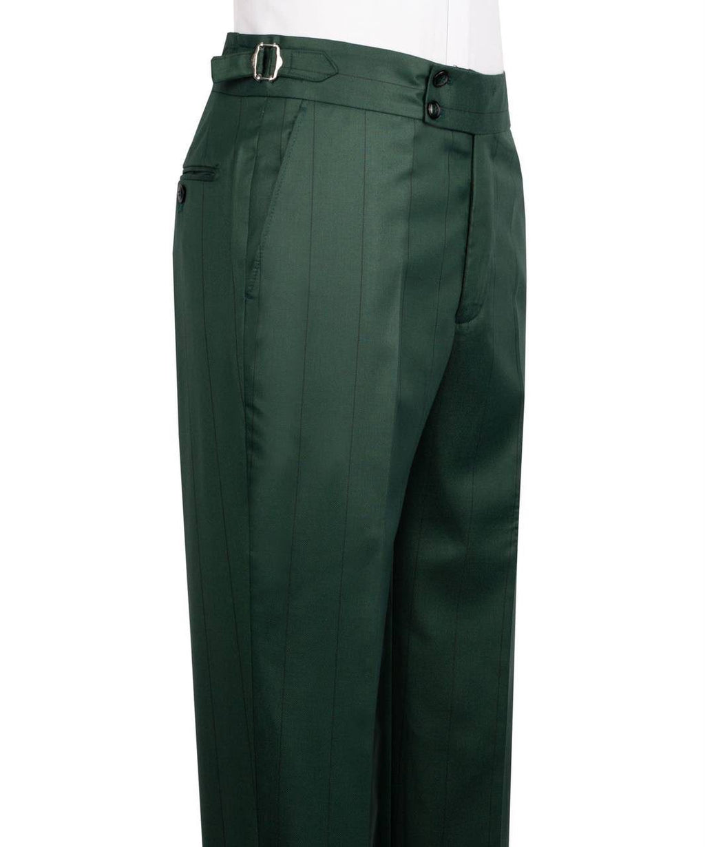 Green pants with a belt on a white background