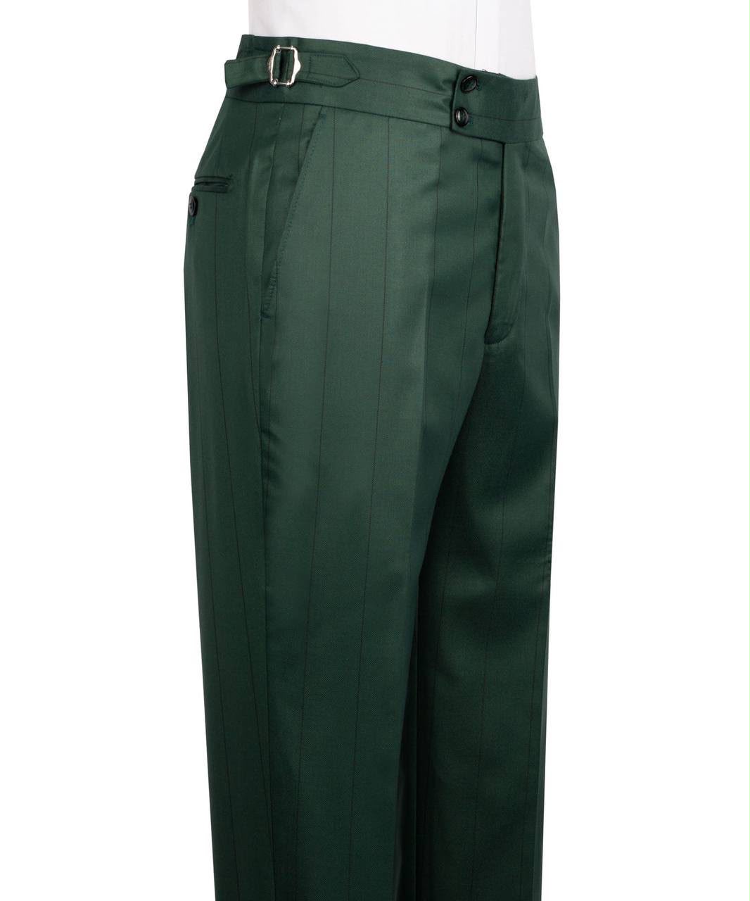 Green pants with a belt on a white background