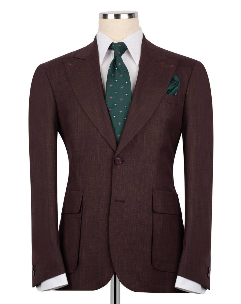 Burgundy Slim Fit Notch Lapel Suit for Men
