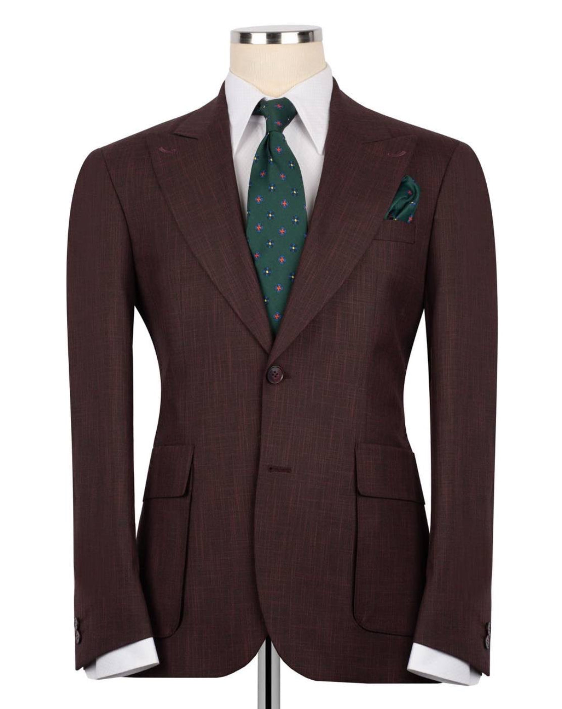 Burgundy Slim Fit Notch Lapel Suit for Men