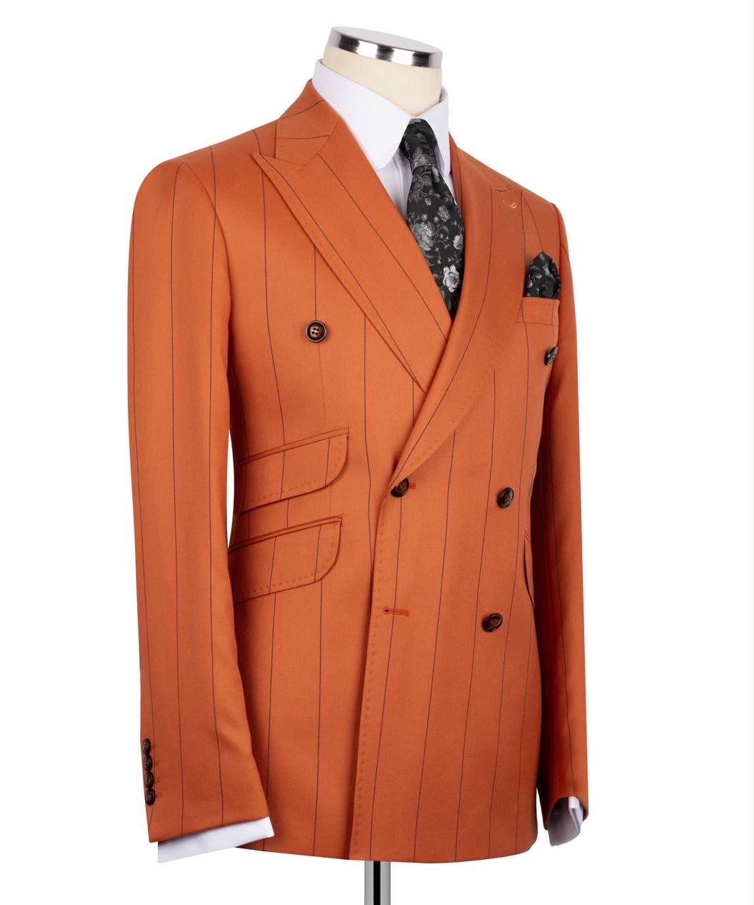 Orange suit jacket on a mannequin 