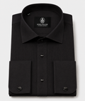 Black Slim Fit Pleated Formal Shirt