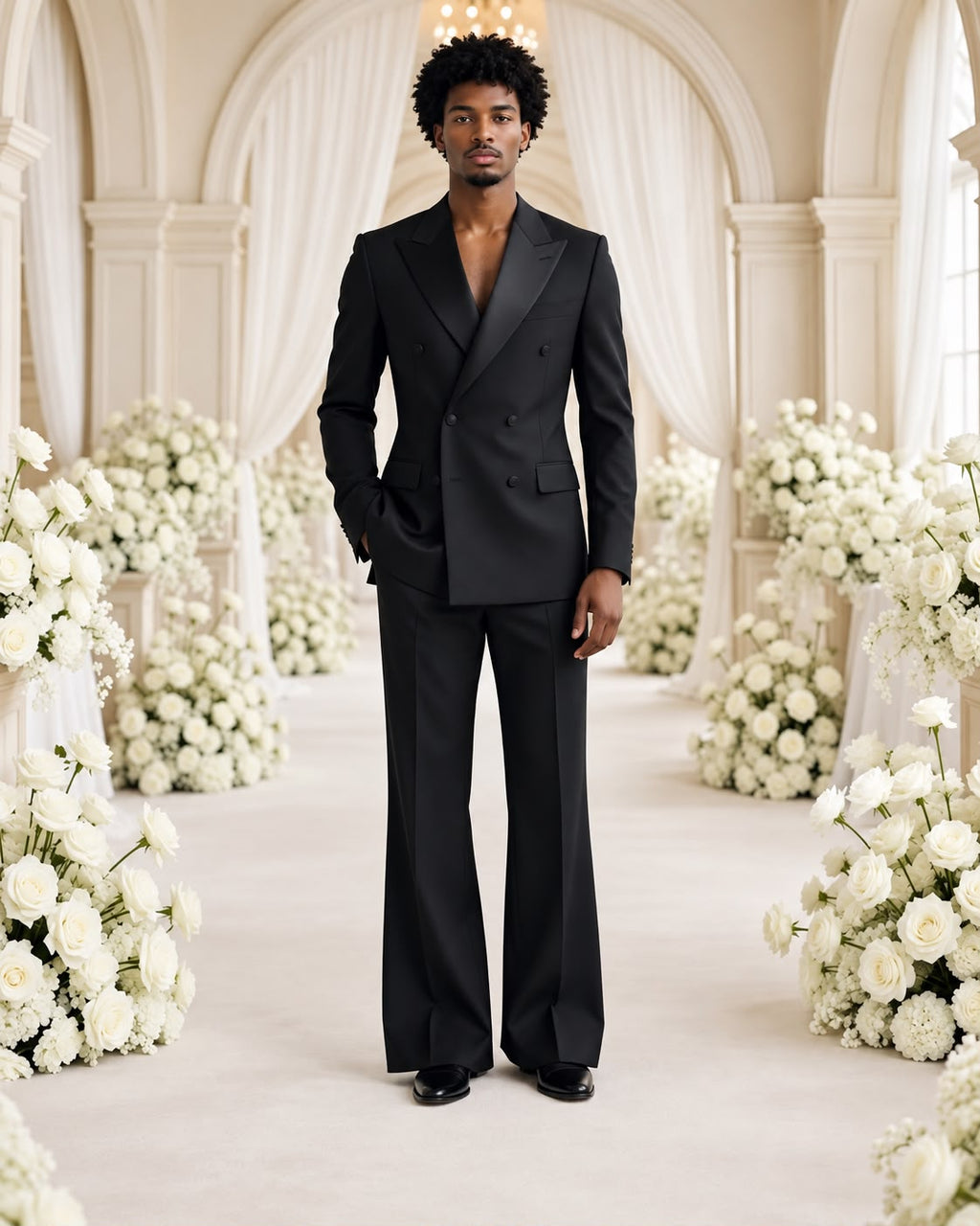 Men’s Black Double-Breasted Tuxedo