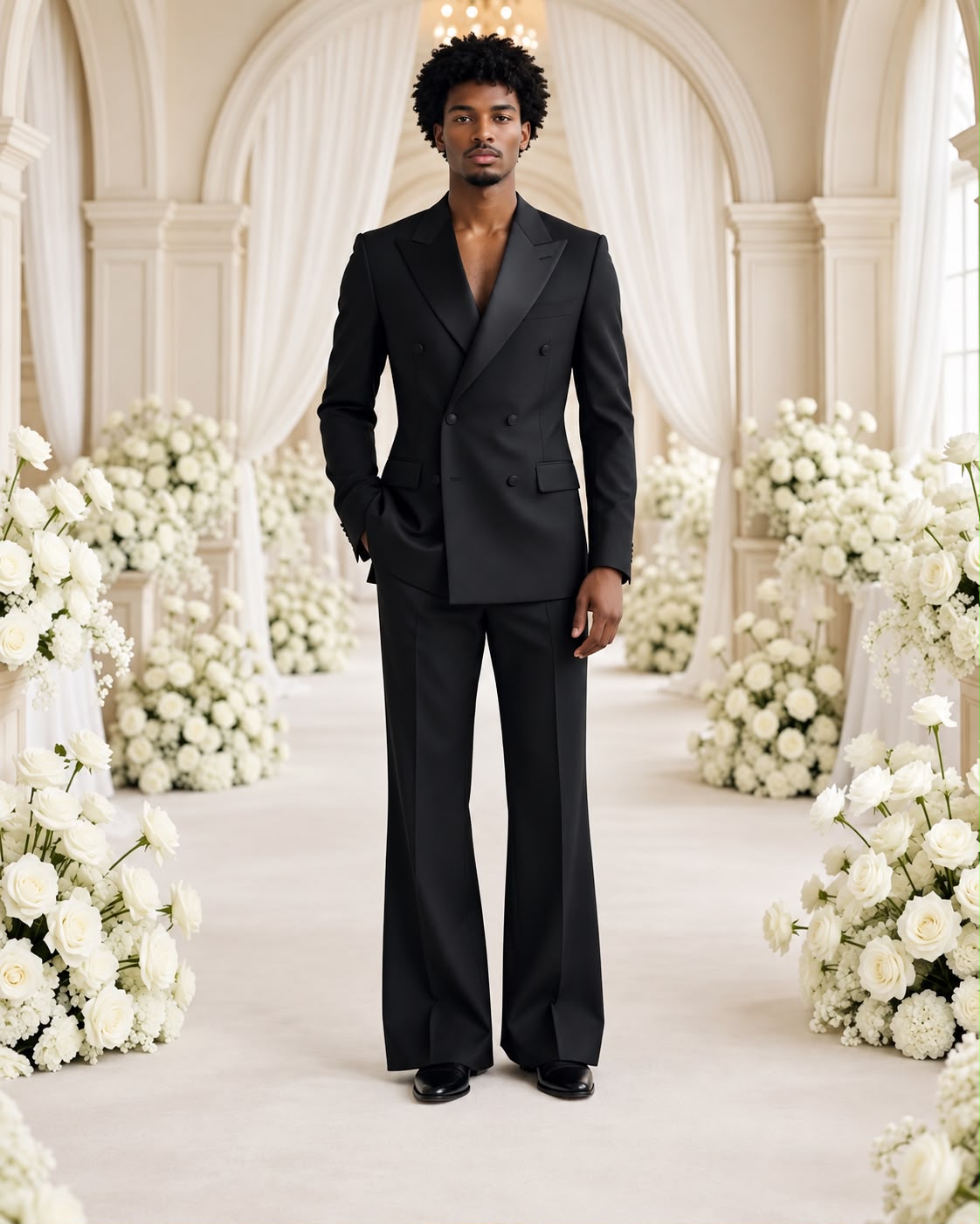 Men’s Black Double-Breasted Tuxedo