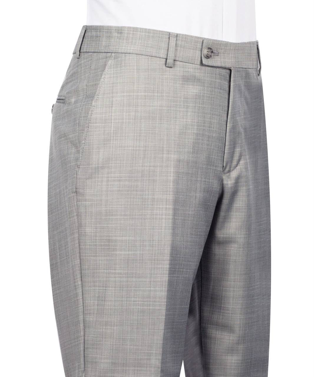 Gray checkered dress pants on a white background
