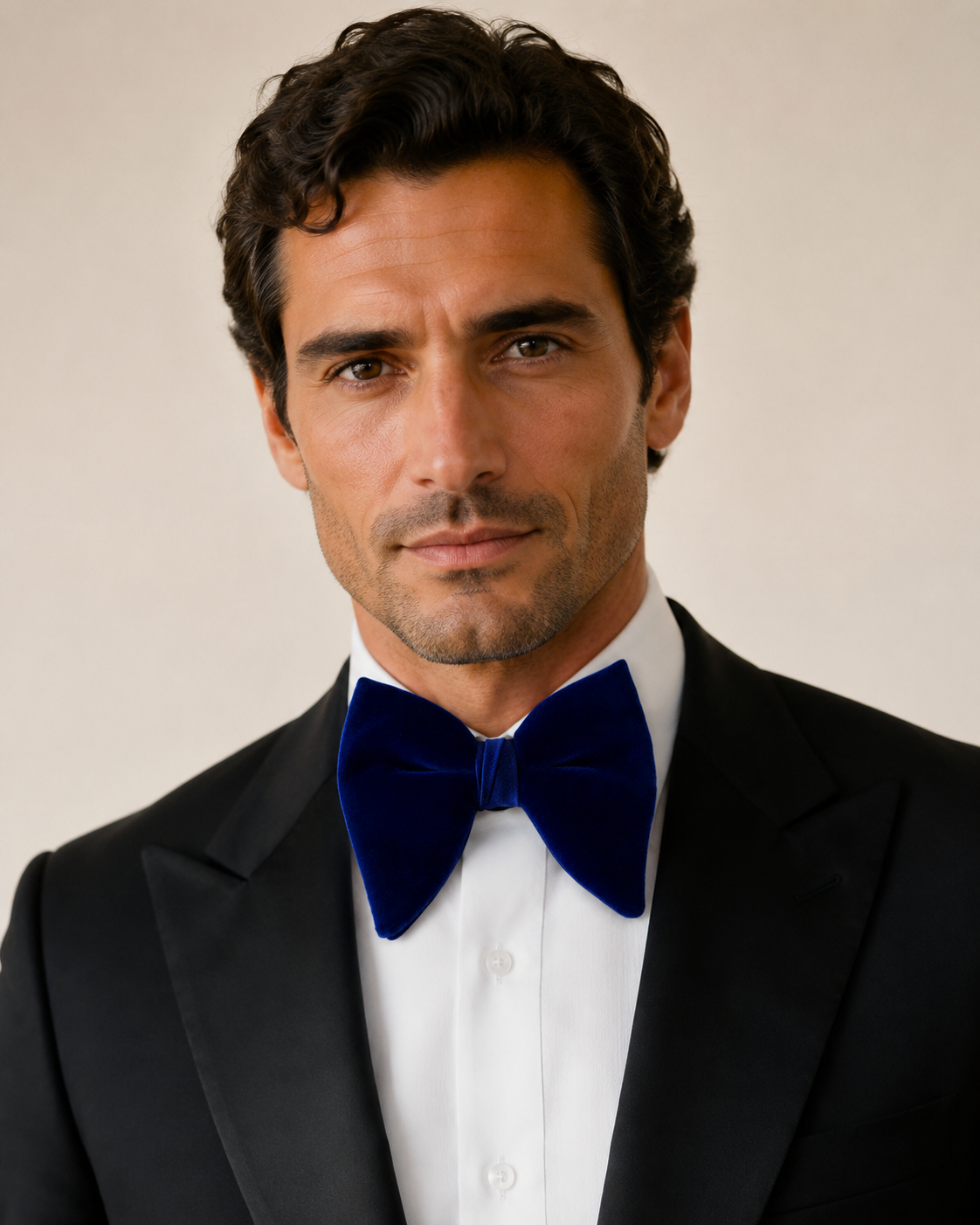 Koss Atelier Bleu Royal Oversized Velvet Bow Tie Set