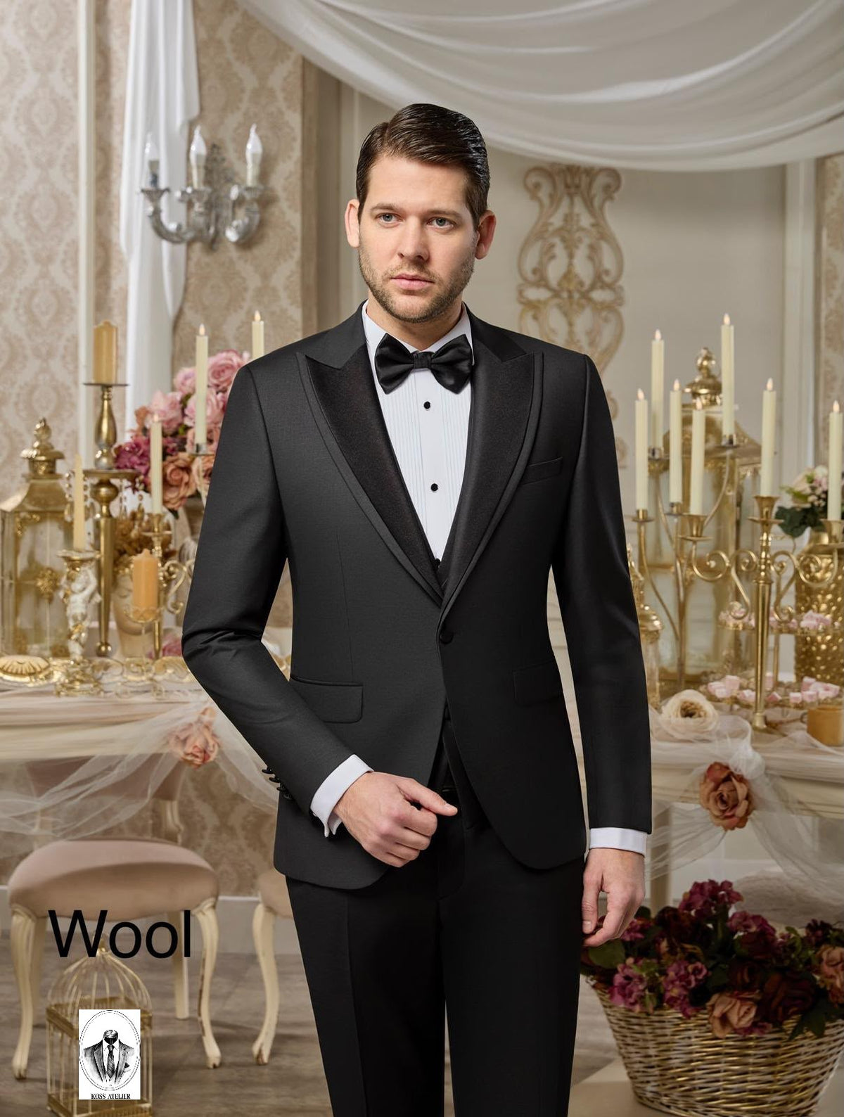 Koss Atelier Lafayette Noir Satin Peak Tuxedo