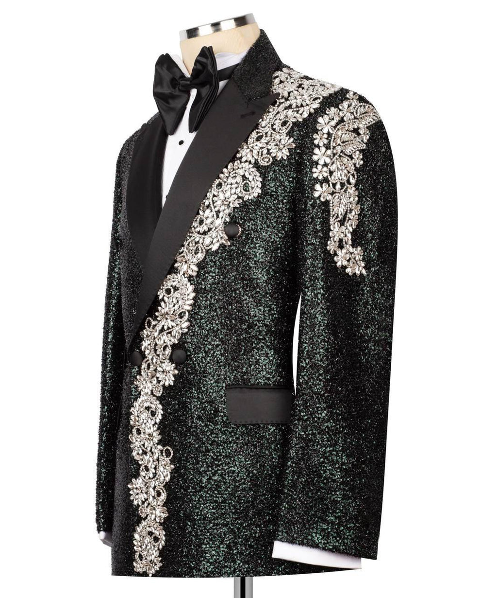 Koss Atelier Monaco Noir Silver Embroidered Sequin Tuxedo