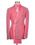 Pink tuxedo with decorative elements on a white background