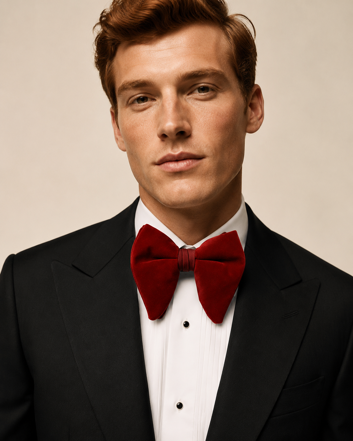 Koss Atelier Rosso Corsa Oversized Velvet Bow Tie Set