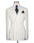 White pinstripe suit on a mannequin with a white background