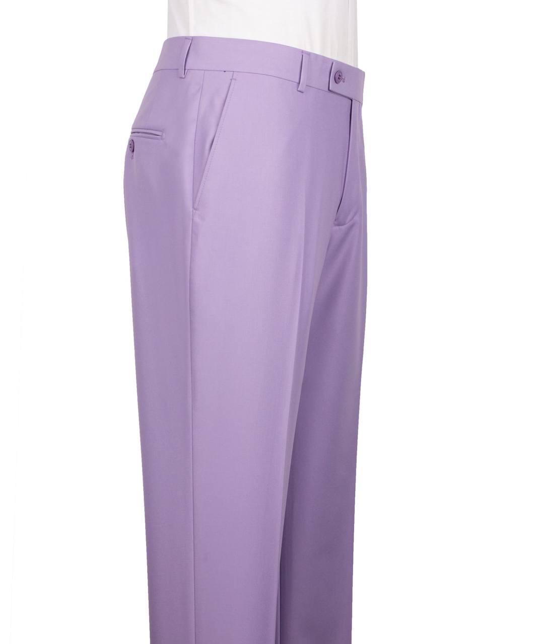 Purple pants on a mannequin with a white background