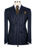 men's midnight navy gold pinstripe double-breasted suit