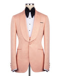 Peach Jacquard Shawl Collar Tuxedo