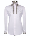 Men's White Crystal Embellished Placket & Cuff Dress Shirt
