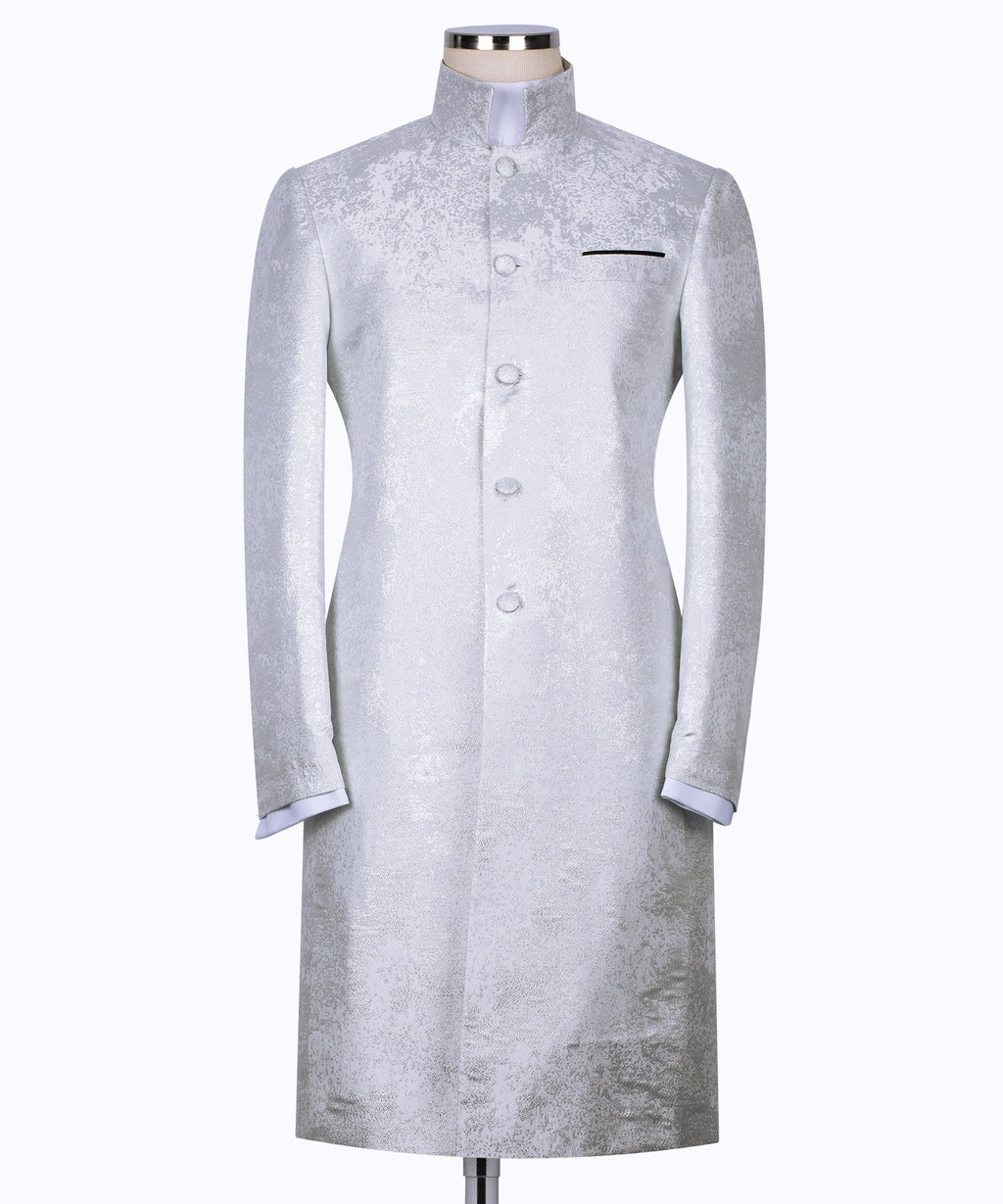 Light textured tuxedo jacket, stand collar, button front, chest pocket