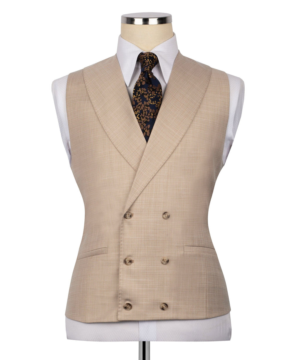 Light beige vest with double-breasted buttons, matching to suit jacket