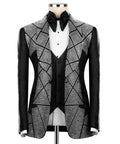 Black tuxedo set: rhinestone embroidered jacket, vest, white shirt and bow tie