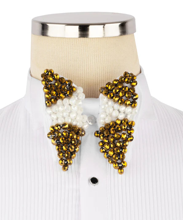 Gold & White Beaded Formal Bow Tie | Koss Atelier