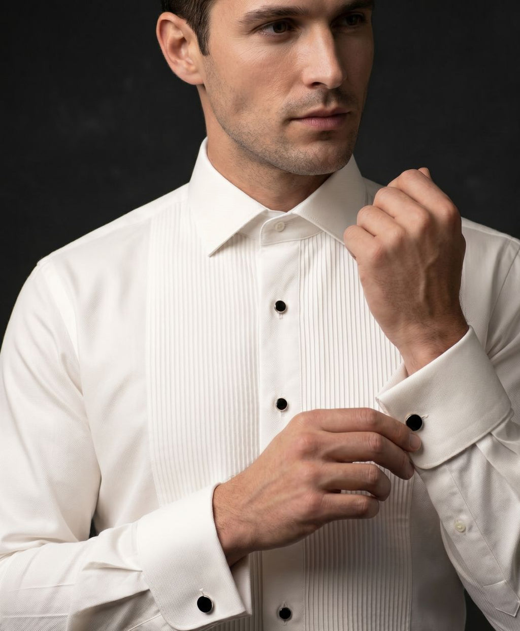 The Heritage White Pleated Tuxedo Shirt | Koss Atelier